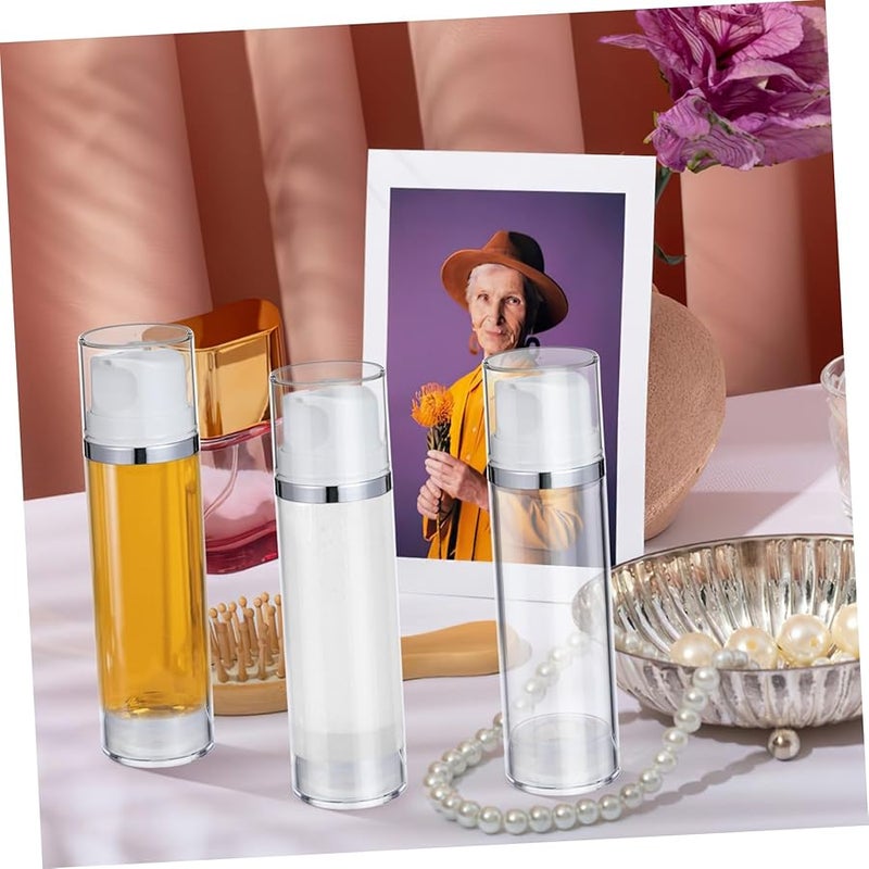 Baluue 2Pcs Airless Pump Bottle Transparent Refillable Lotion Dispenser Portable for Travel - Image 4